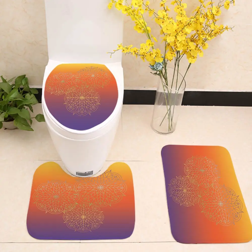 3pcs/set Mandala Printing Toilet Seat Cover Flannel Fabric Case India Bathroom Door Non-slip Mat Home Decor | Дом и сад