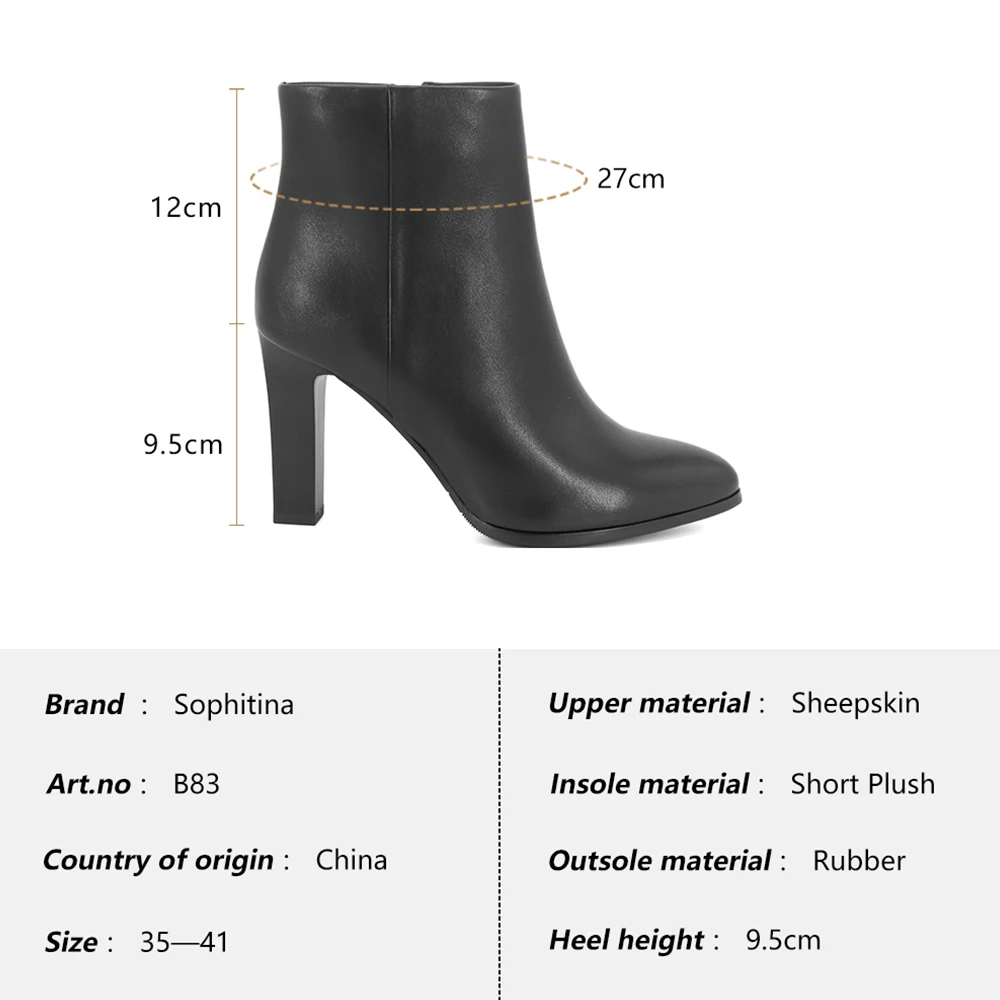 

SOPHITINA New Ankle Women' s Boots Elegant Genuine Leather Warm Comfortable Square Heels Lady Shoes Classic Hot Sale Boots B83