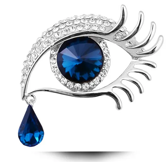 Women Scarf Clips brooches jewelry Silver-color Big Eye tears Crystal for women wedding party clothes brooch pins | Украшения и