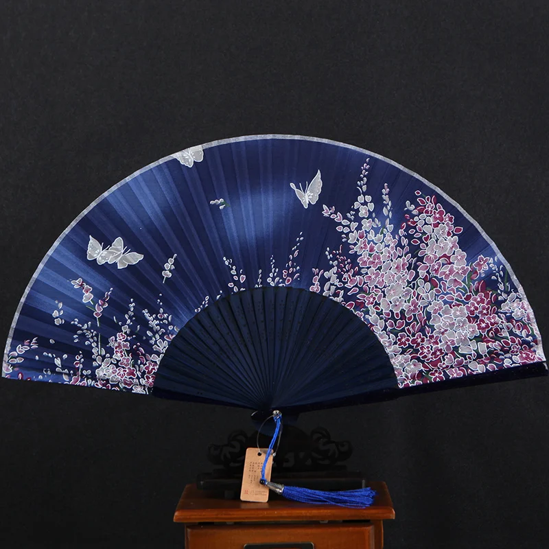 Chinese style Retro Folding Fan Summer  Female Hand Fan Party Dance Fan Ancient thick but loosely woven silk abanicos para boda