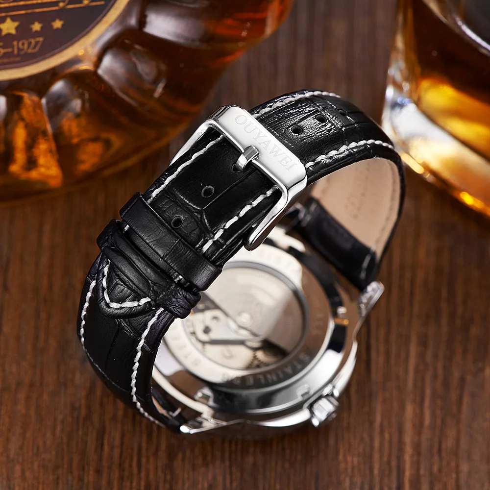 Часы наручные OUYAWEI Мужские механические брендовые аналоговые Роскошные с