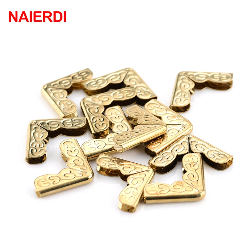 100PCS NAIERDI Gold Corner Bracket Book Scrapbooking Albums Menus Folders Protectors For Furniture Decorative Hardware | Обустройство