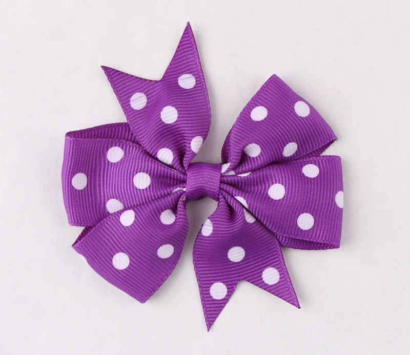 (50pcs/lot)New Design Fabric Flowers Artificial Ribbon Hair Bow Flower Accessories Flatback White Spot For Headbands | Детская одежда и
