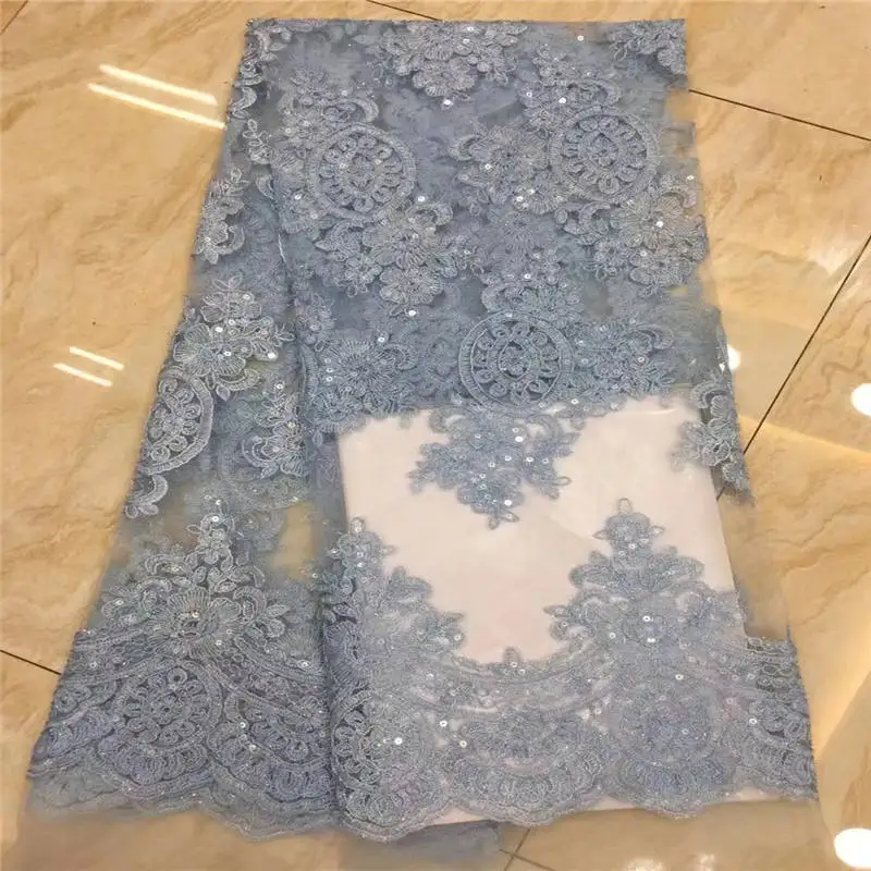 VILLIEA African Lace Fabric High Quality Lace Purple Bridal Lace Fabric With Beaded Nigerian Tulle Mesh Lace Fabrics - Цвет: As Picture