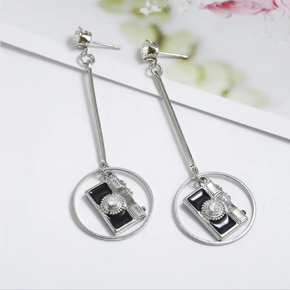 2019 модные геометрические длинные Подвесные серьги круг камера Специальный
