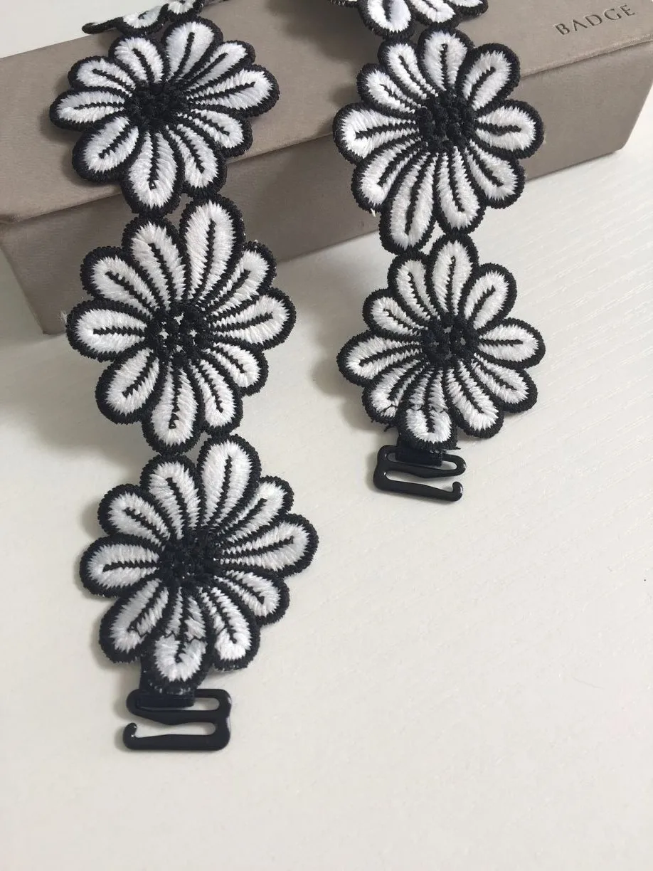 White flower 10 Декоративная большая жемчужина-бабочка бюстгальтер сменные ремешки Нижнее белье Пояс женский бюстгальтер аксессуары плечевые кружевные ремни - Цвет: White flower 10