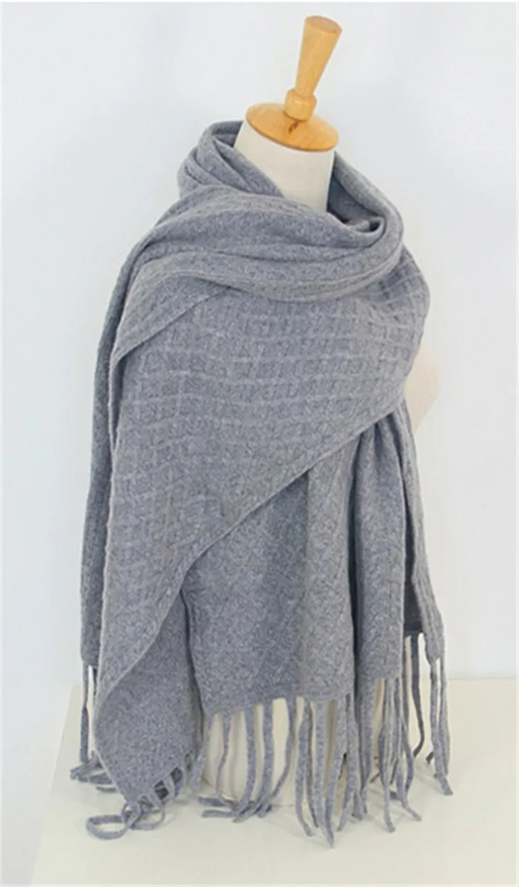 100% кашемир перекрестные вязаные женские модные однотонные шарфы шаль Пашмина