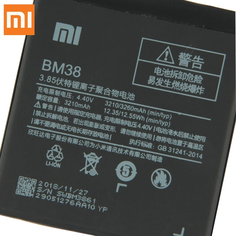 Оригинальная запасная батарея для Xiaomi Mi 4S M4s BM38 натуральная телефона 3260