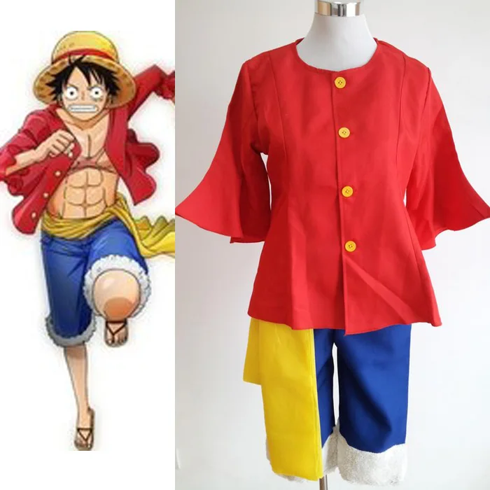 Only costume Японское аниме one piece Monkey D. Luffy костюм Comic con ролевые игры Косплей Луффи одежда с шляпой - Цвет: Only costume
