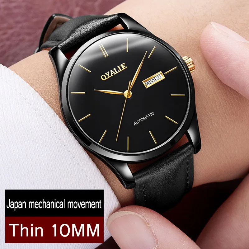Мужские автоматические часы OYALIE роскошные механические с золотым циферблатом и