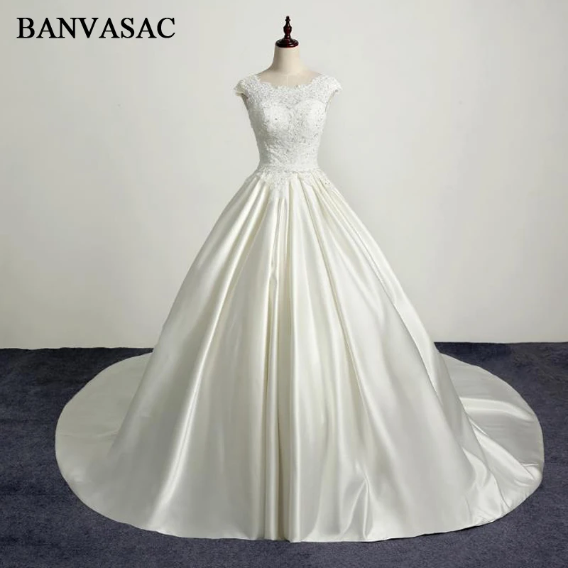 BANVASAC 2017 новые элегантные свадебные платья с вышивкой и круглым вырезом без