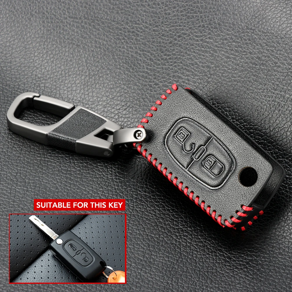 Кожаный чехол для ключей Peugeot 308 207 307 3008 807 Expert Partner Citroen C2 C3 Fob защитный футляр 2