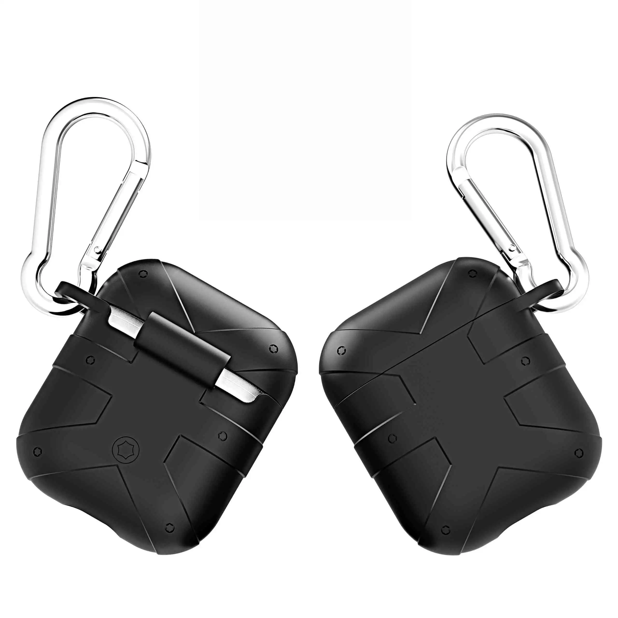 Для AirPods чехол роскошный спортивный противоударный чехол беспроводной Bluetooth чехол для гарнитуры силиконовый чехол для наушников для Air Pods зарядная коробка - Цвет: Черный