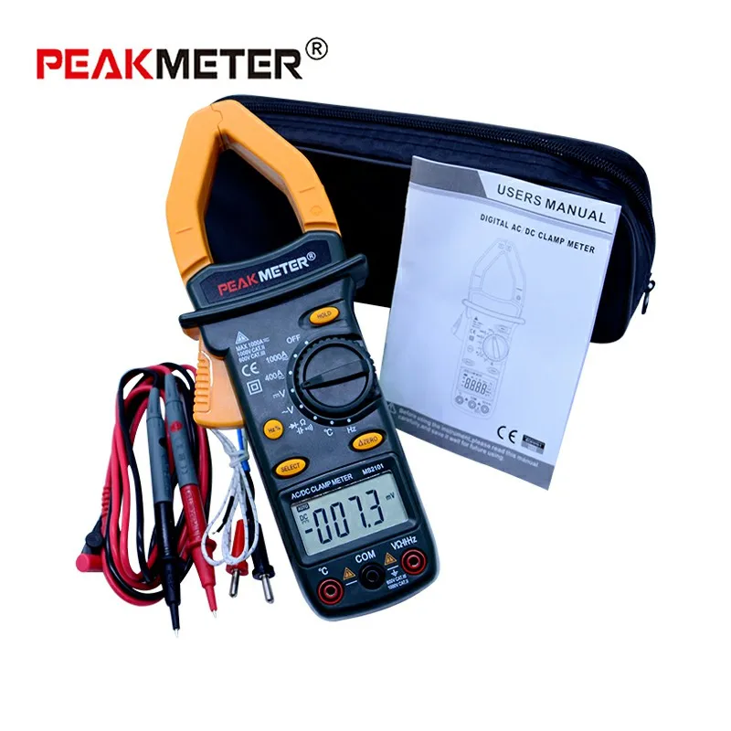 PEAKMETER MS2101 Цифровой клещи AC DC Автоматический диапазон температурный измеритель