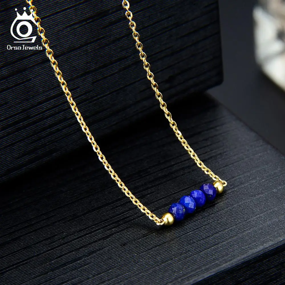 ORSA JEWELS кольцо из натурального камня ожерелье для женщин 18K позолота лазурит синий