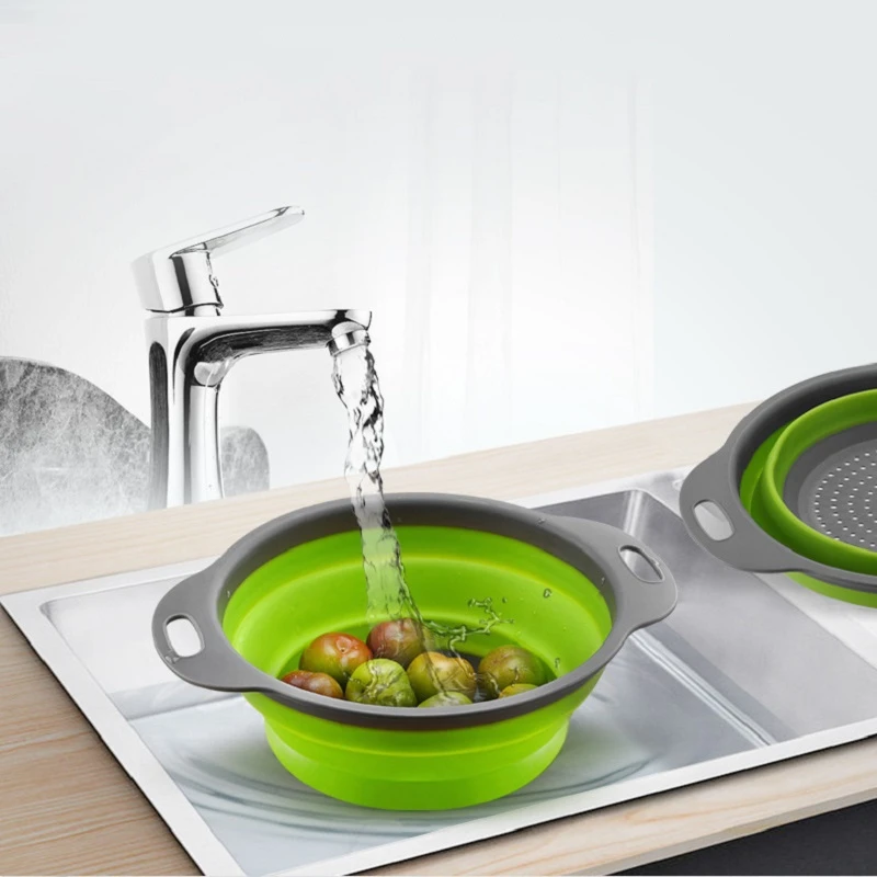 Складная коландрия с ручками (2 шт. Набор) круглые фильтры для слива кухонной