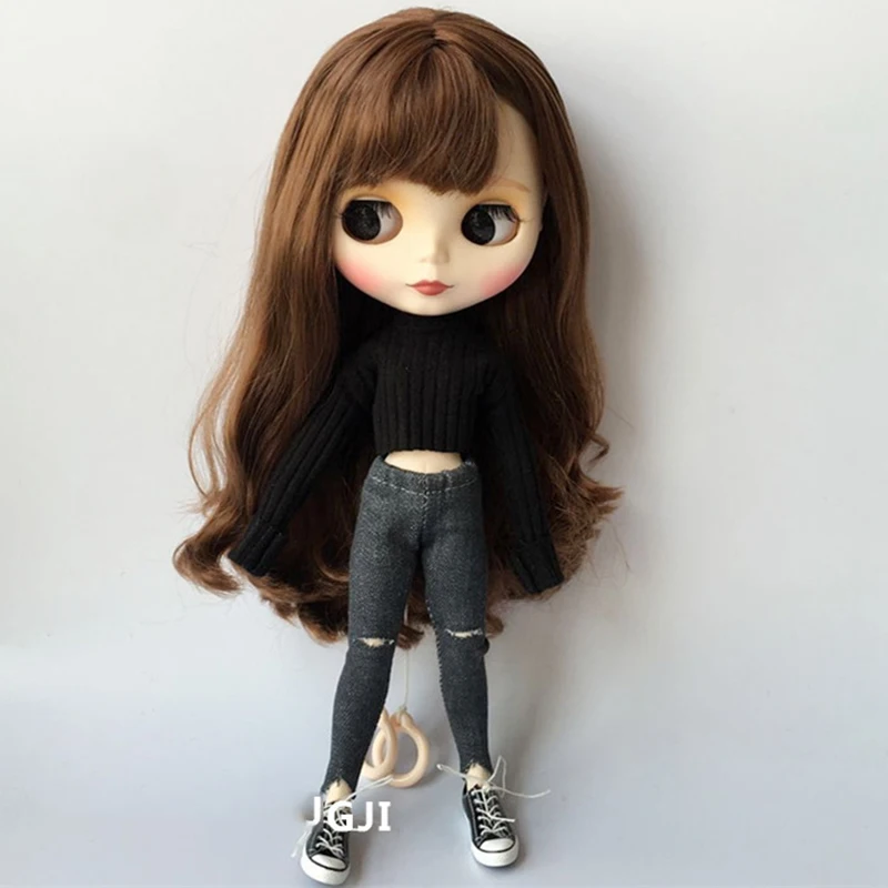 1 комплект = 2 шт. модный короткий свитер + рваные джинсы для Blyth Azone Licca Barbis Kurhn 1/6