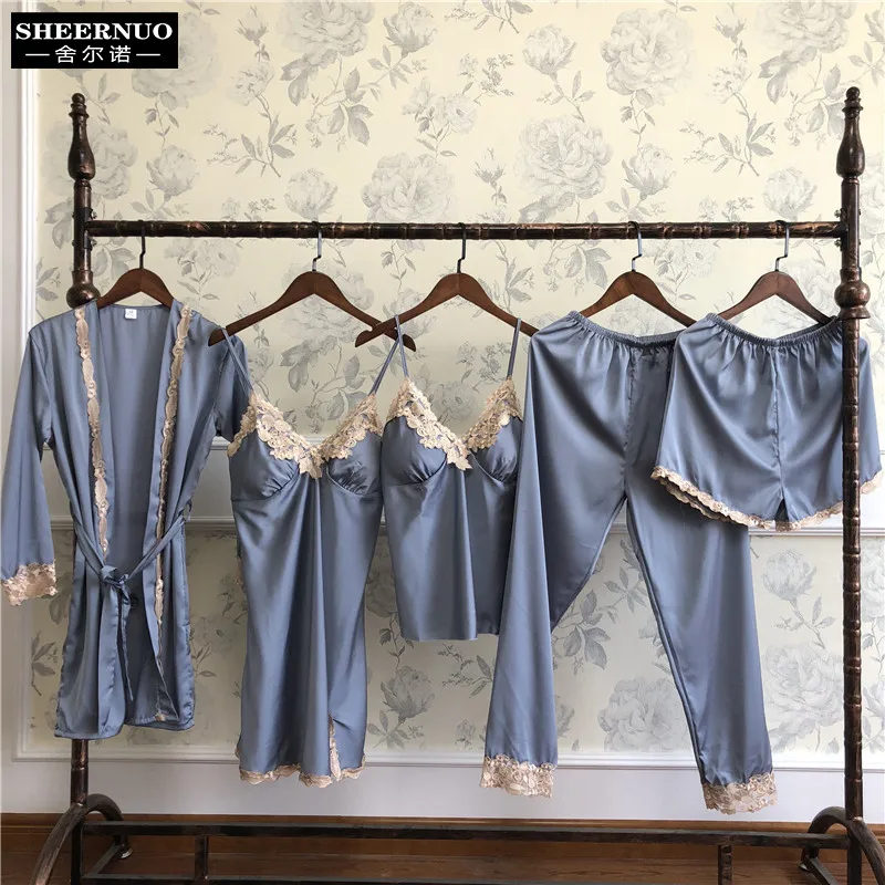 Летняя и осенняя женская пижама с принтом лед 5 шт. на груди подвешивающая юбка