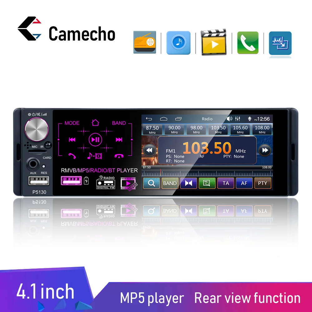 Camecho 4 1 &quotАвтомагнитола с сенсорным экраном Din Bluetooth Автомагнитола RDS USB AUX MP5 видео