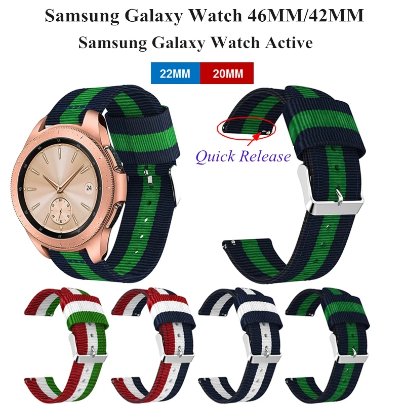 Ремешок нейлоновый для спортивных часов сменный плетеный браслет Samsung Galaxy Watch Active