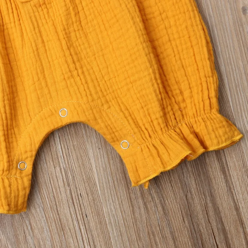 

2019 New Infant Baby Girls Solid Print Flare Sleeve Kids Boys Bodysuit Jumpsuit Newborn Clothes