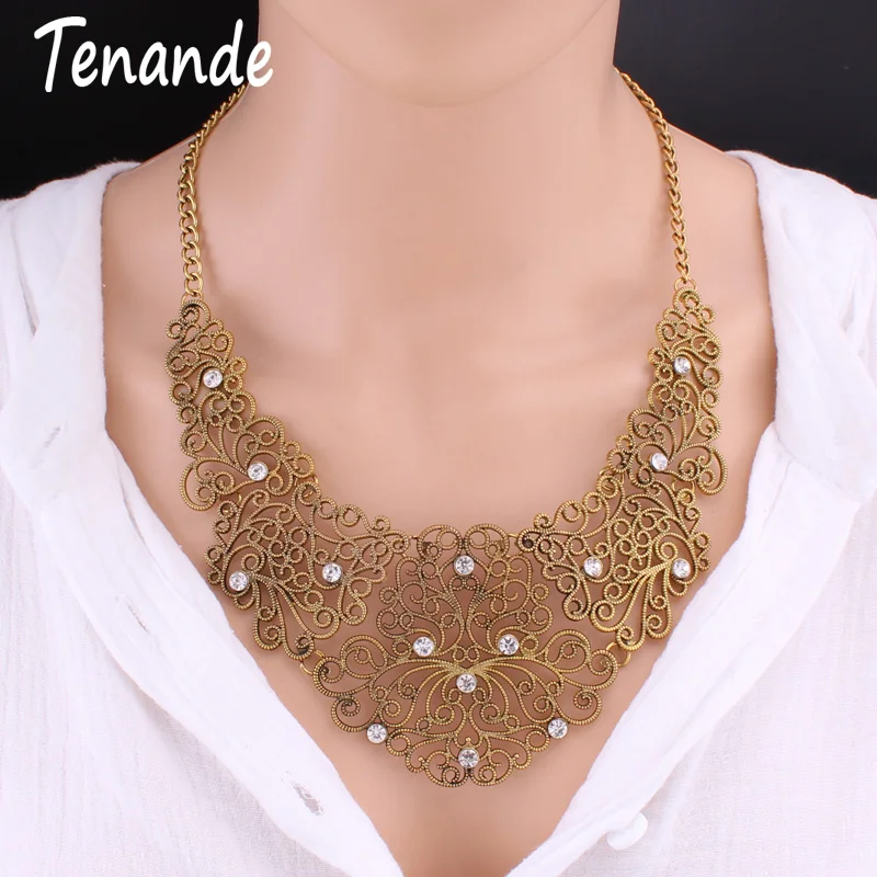 Tenande Винтаж Панк нагрудник массивные ожерелья для женщин Bijoux богемные племенные
