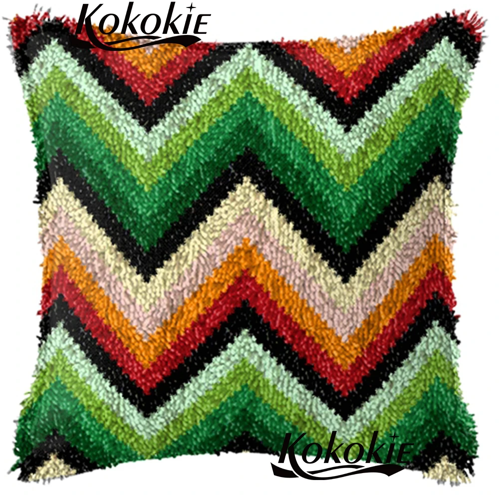 

Crocheting Rug pillowcase cross stitch kits embroidery needlework sets Latch Hook pillow ripple carpet printed Cushion Mat