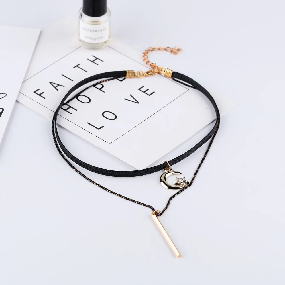 Европейская и американская мода темперамент двойной Moon пятиконечной звезды