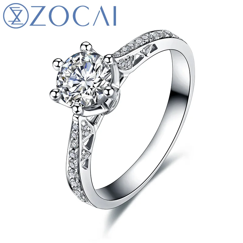 

ZOCAI Love Is Destiny 0.42 CT Certified F-G / SI Diamond Engagement Women Ring 18K White Gold (Au750) W00105