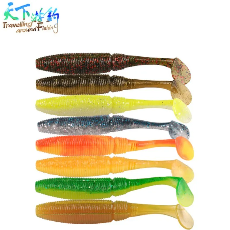 

10Pcs/Pack Soft Lure 70mm/3.3g 8 colors Single-Tail Soft Baits Silicone Bait Isca Artificial Leurre Souple Fishing Lures Peche