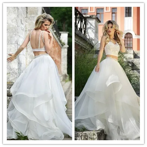 2018 сексуальное платье с открытой спиной Vestido de noiva из двух частей свадебное на