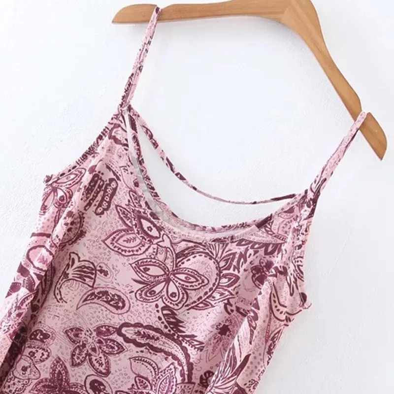 2017 г. пикантные Женское платье Мода Спагетти ремень печати спинки v-образным