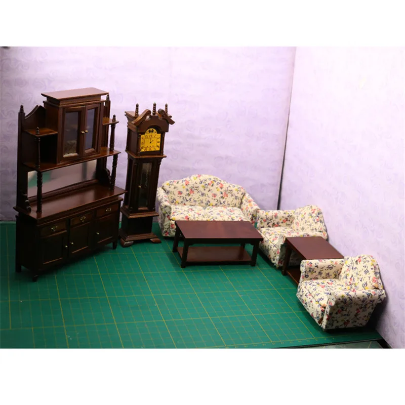 

1/12 Miniature furniture For Dolls dollhouse wooden furniture sets mini Cabinet & sofa & table children education toys handmade