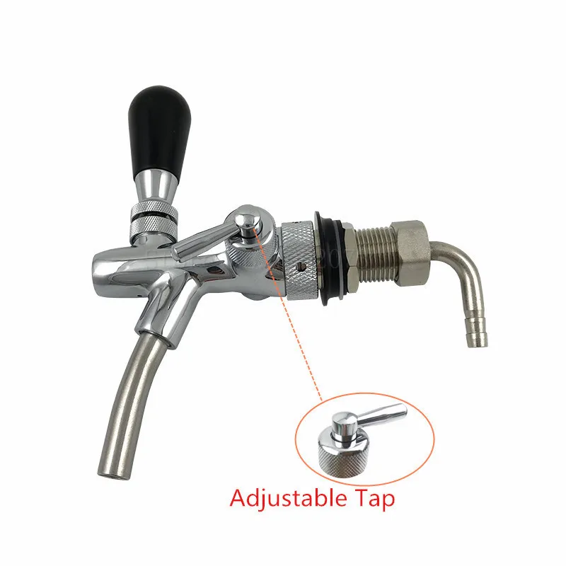 

Draft Beer Tap Faucet with adjustable Flow Controller chrome plating Shank Tap Kit for homebrew Kegerator Kegging