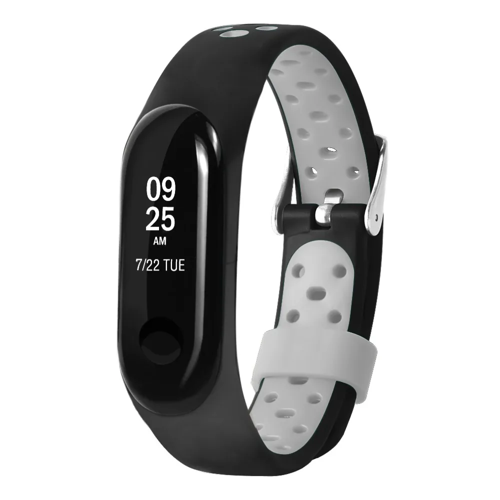 Модный дышащий браслет силиконовый спортивный ремешок для Xiaomi mi 4 mi Band 3 резиновый браслет сменный ремешок для часов - Цвет ремешка: Black gray