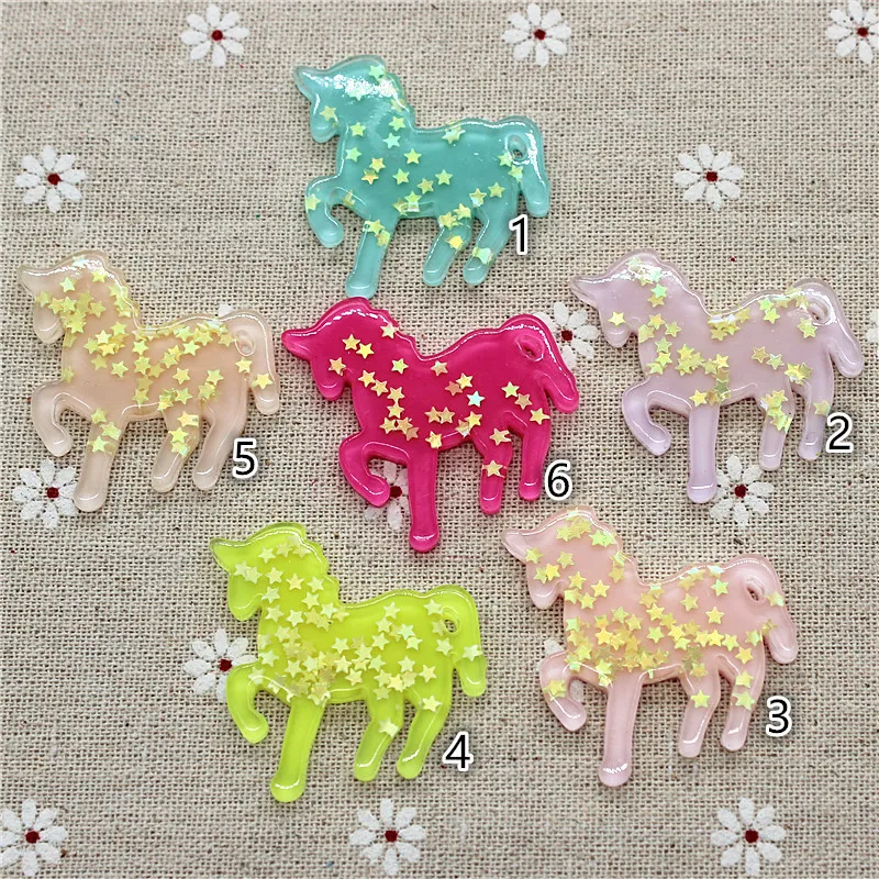 10 шт. каучуковый разноцветный милый Единорог со звездой Кабошон Художественное