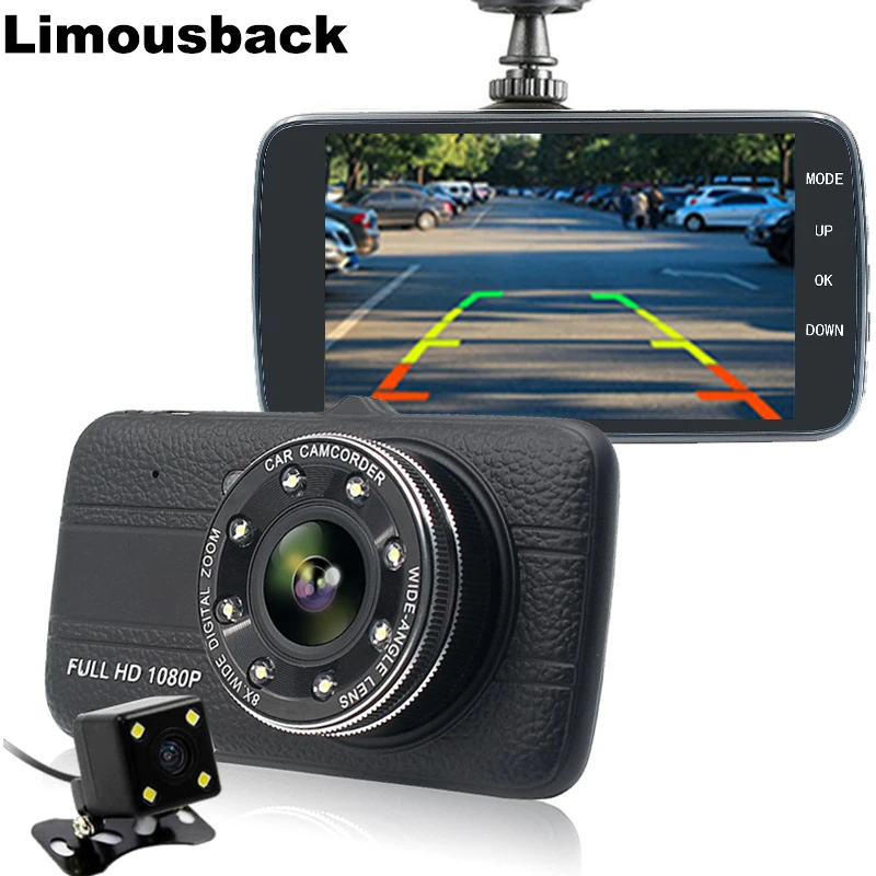 Limousback 4 дюймов Автомобильный видеорегистратор камера Full HD 1080P парк циклическая