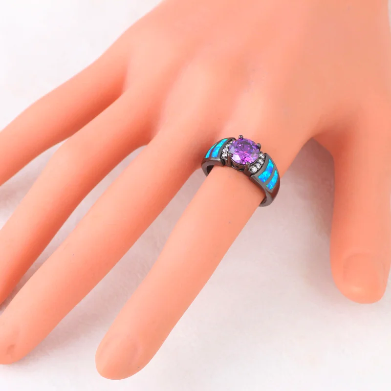 Лучшие продажи обручальные кольца для возлюбленной голубой огненный опал