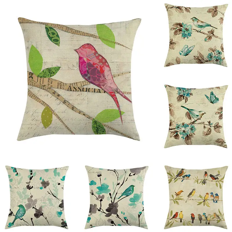 45 см * Птица на ветке лен/хлопок пледы наволочки диване для дома декоративные