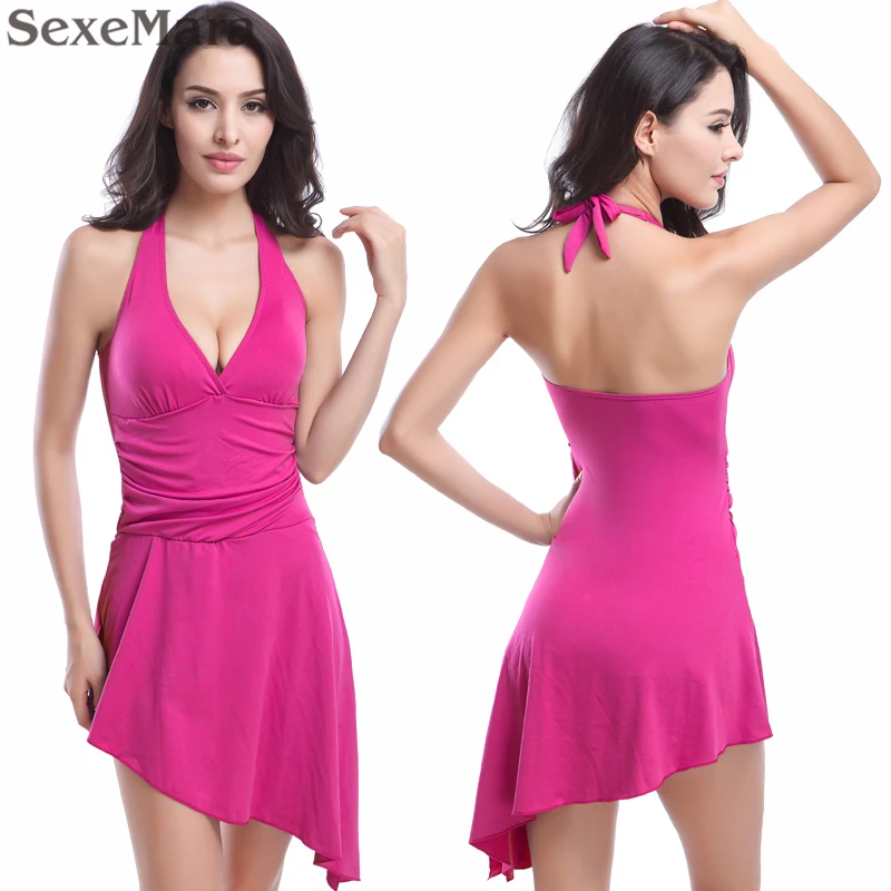 2019 Холтер Купальник для женщин с пуш-ап скромная цельная юбка Купания Девочек