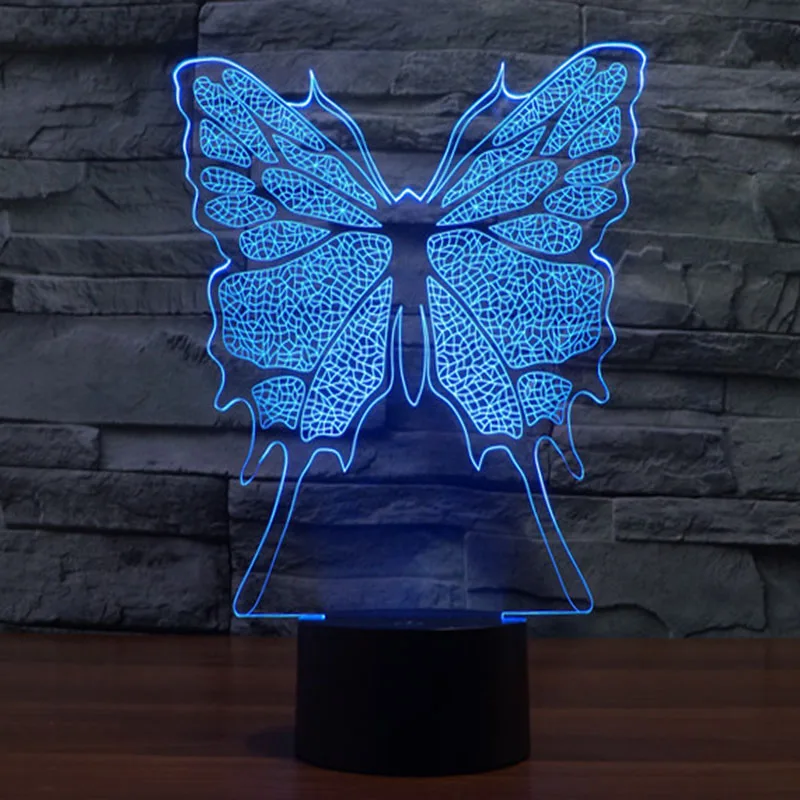

3D иллюзия Лампа светодиодный светильник мультфильм 3D бабочка 7 цветов акриловая обесцвечивающая цветная атмосферная лампа Новинка светиль...