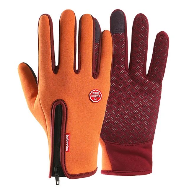 Мотоциклетные Перчатки Guantes Moto из искусственной кожи Сенсорный экран перчатки с подогревом зимой Водонепроницаемый теплые сапоги для верховой езды с флисовой подкладкой Luva Motocicleta - Цвет: DB24 Orange