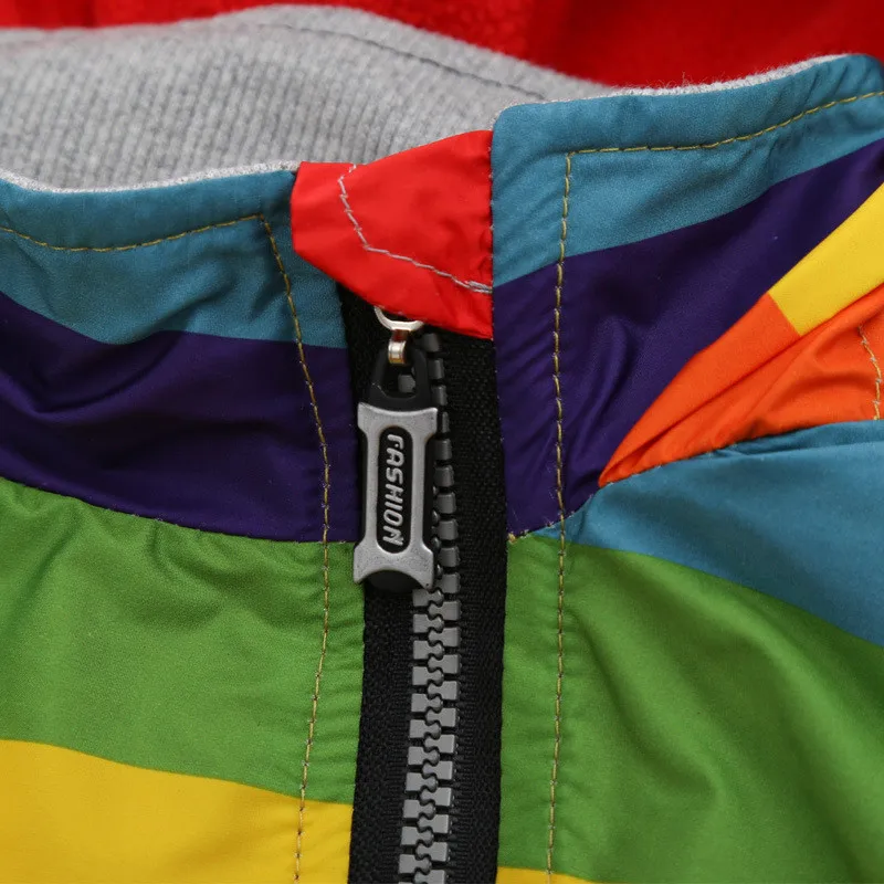 Angeltree Boys Girl Jacket Children Rainbow Color Clothing Kids Windbreaker Windproof Raincoat Outerwear Baby Hooded Coats | Детская