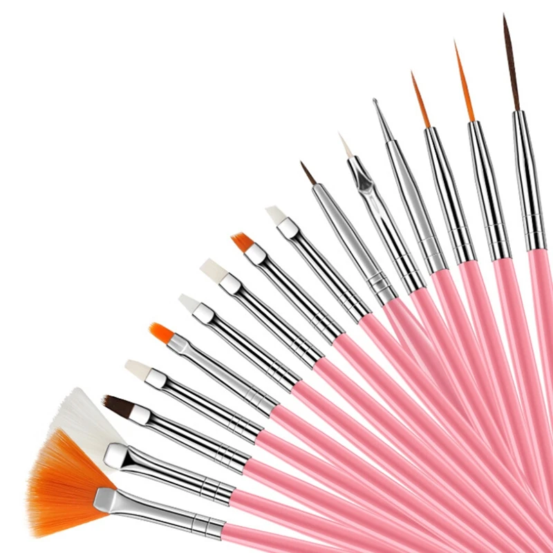 15pcs Nail Art Brush French Carved painted Pen Painting Drawing Tips Acrylic Gel UV Polish Design Manicure Tools | Красота и здоровье