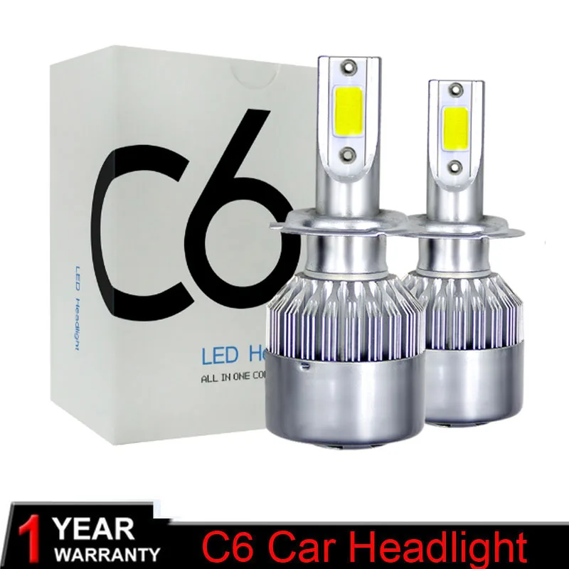 4300K 6000K 12V C6 H3 H7 H1 8000LM 9007 H13 H4 H11 Auto Headlight Led Bulbs Bullet Super Bright turbo for Car Light led Lamp