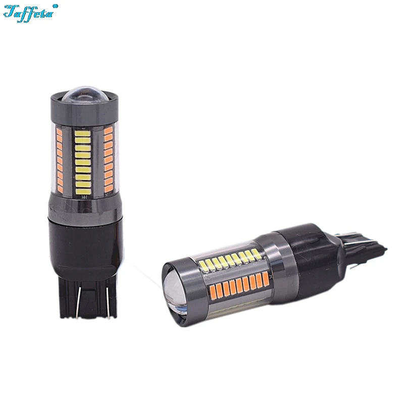 2Pcs Switchback Dual Color T20 7443 4014 66SMD 33W LED Bulbs Turn Signal Light Lamps DRL Amber Yellow+White | Автомобили и
