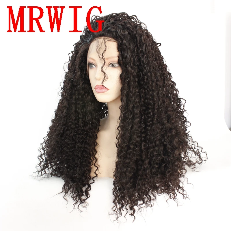 MRWIG темно-коричневый цвет волос 26 дюймов 180% Плотность кудрявые синтетические