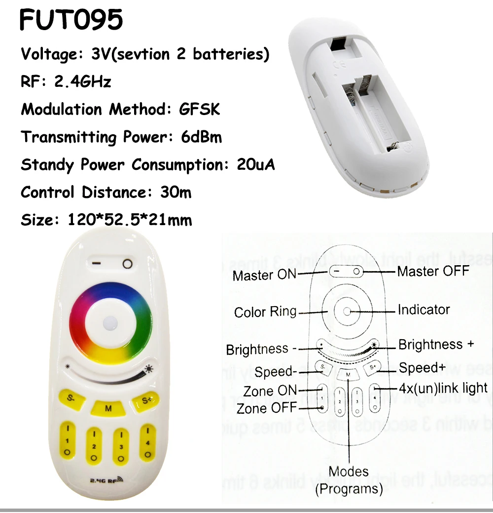 Светодиодный пульт дистанционного управления Mi Light RGBW RF 2 4G/Wifi| |