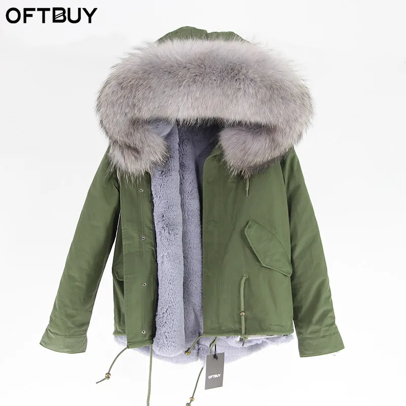 4 Бренд OFTBUY,, хаки, зеленый, зимняя куртка, пальто, женская парка, пальто с натуральным мехом, натуральный большой енотовый меховой воротник, теплая, толстая, мягкая подкладка - Цвет: 4