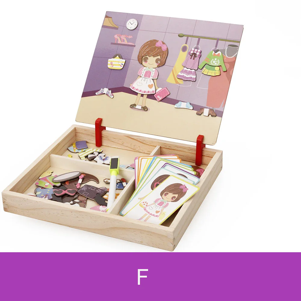 Magnetic Puzzle F Деревянный магнитный паззл игрушки Дети 3D головоломка фигурка/Животные/автомобиль/цирк доска для рисования 11 стилей коробка обучающая игрушка подарок - Цвет: Magnetic Puzzle F